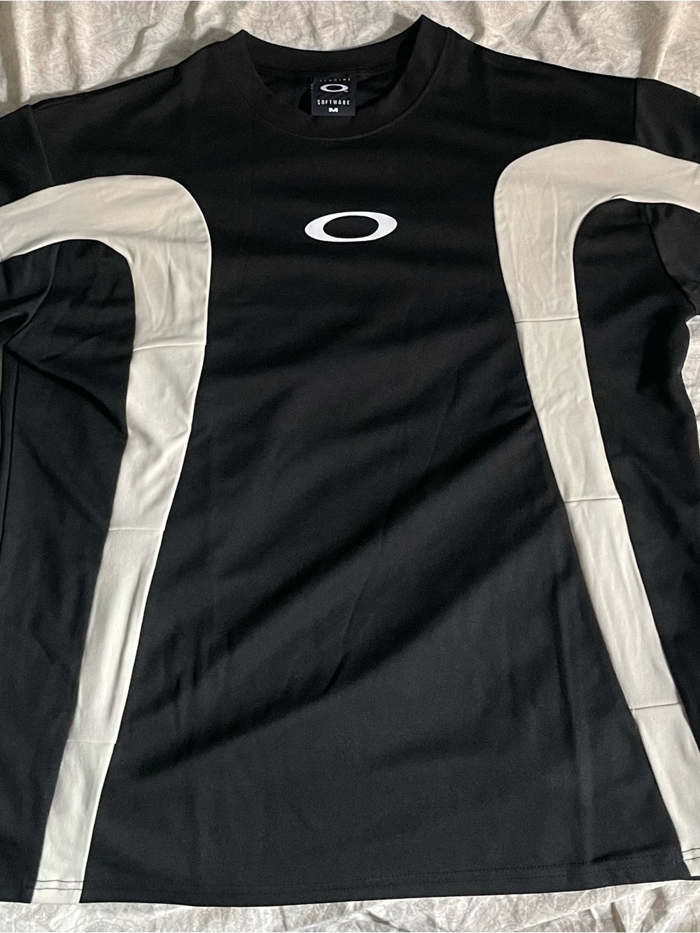 Oakley Black Long Sleeve Crew with White Accent Panels